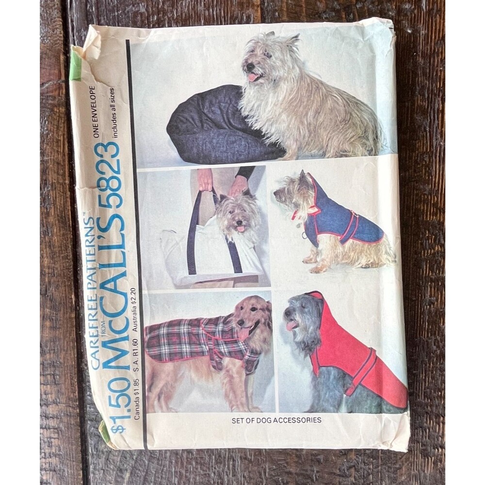 McCall's 5823 Sewing Pattern Dog Accessories - Coat, Bed, Carrier